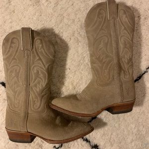 Frye tan suede cowboy boots sz 7